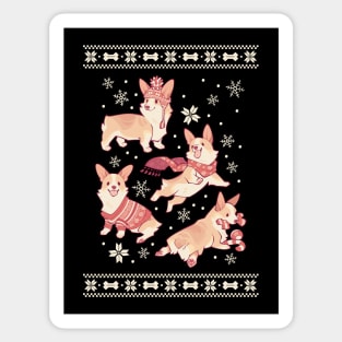 Winter corgis in ugly sweater Sticker